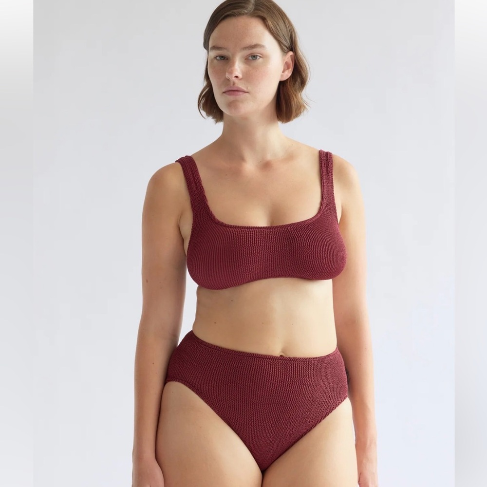 Youswim Textured Scoop Bandeau Top in Wine Red